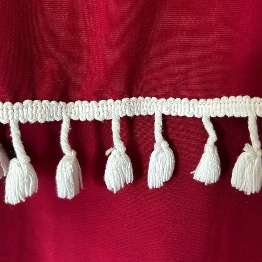 Impressions red and white sleeveless tassel dress size M